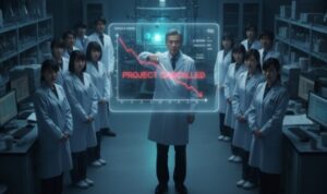 新薬の開発中止と研究費半減