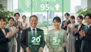 高い社員定着率と平均勤続年数