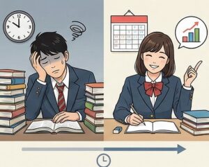 国家試験の合格率と勉強時間の比較