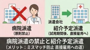 病院派遣の禁止規定と紹介予定派遣のメリット