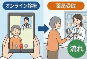 オンライン診療と薬局受取の流れ
