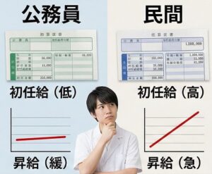民間と比較して低い初任給と昇給カーブのリアル