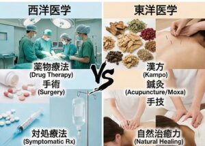 治療は薬物療法・手術 VS 漢方・鍼灸・あん摩・指圧