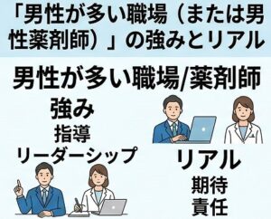 「男性が多い職場（または男性薬剤師）」の強みとリアル