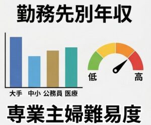 勤務先分類別・年収相場と専業主婦の実現難易度